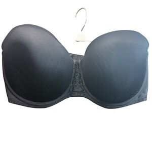 Vanity Fair Strapless Wireless Bra 40DD Black‎ Back Lace Neutral Full Coverage
